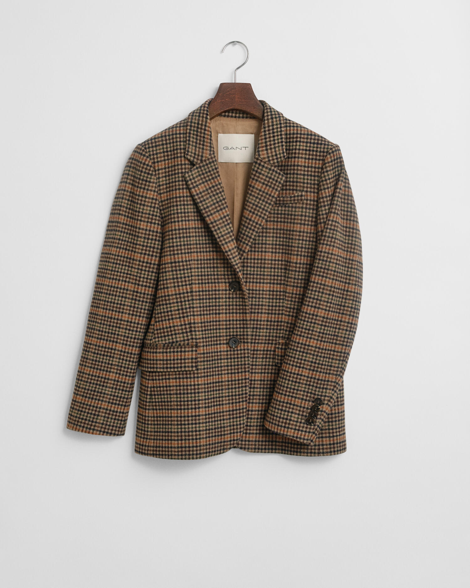 GANT - Regular Fit Houndstooth Blazer aus Wolle roasted walnut - Gr. - 40 von GANT