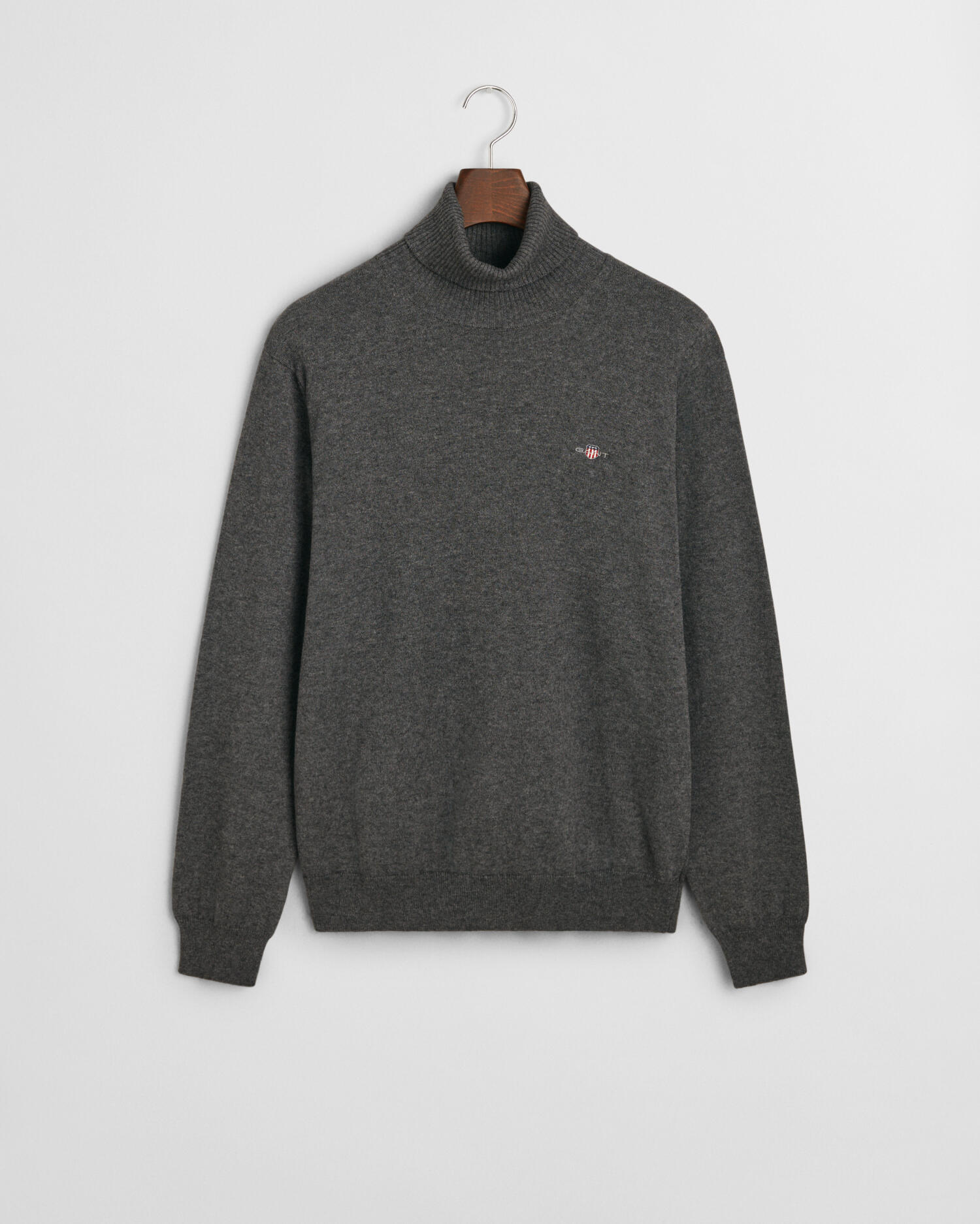 GANT - Rollkragenpullover aus Wolle und Baumwolle dark grey melange - Gr. - L von GANT