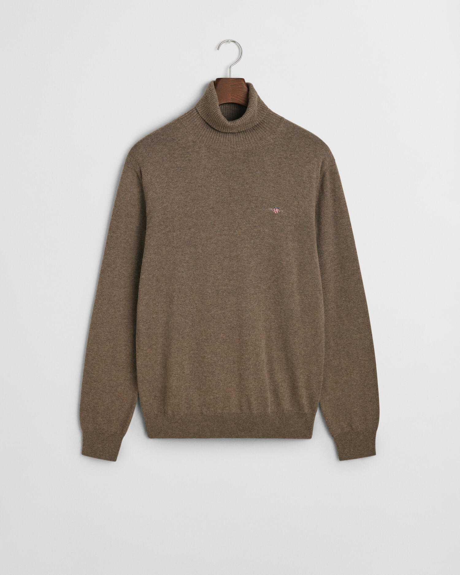 GANT - Rollkragenpullover aus Wolle und Baumwolle dk hazelnut melange - Gr. - L von GANT