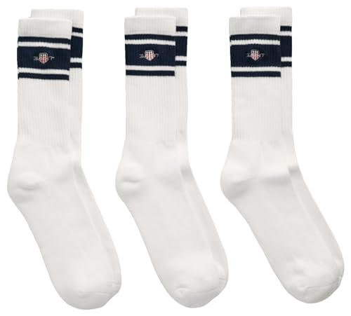 GANT Herren Shield Sport 3-pack Socken, Weiß, 40-42 EU von GANT