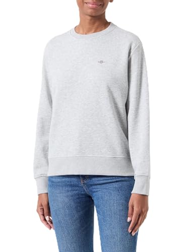 GANT Damen Shield C-Neck Sweatshirt, Light Grey Melange, S EU von GANT