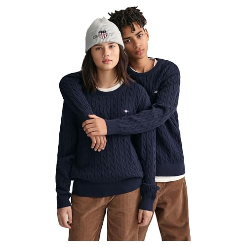 GANT Unisex Kinder Shield Cotton Cable C-Neck Pullover, Evening Blue, 176 EU von GANT