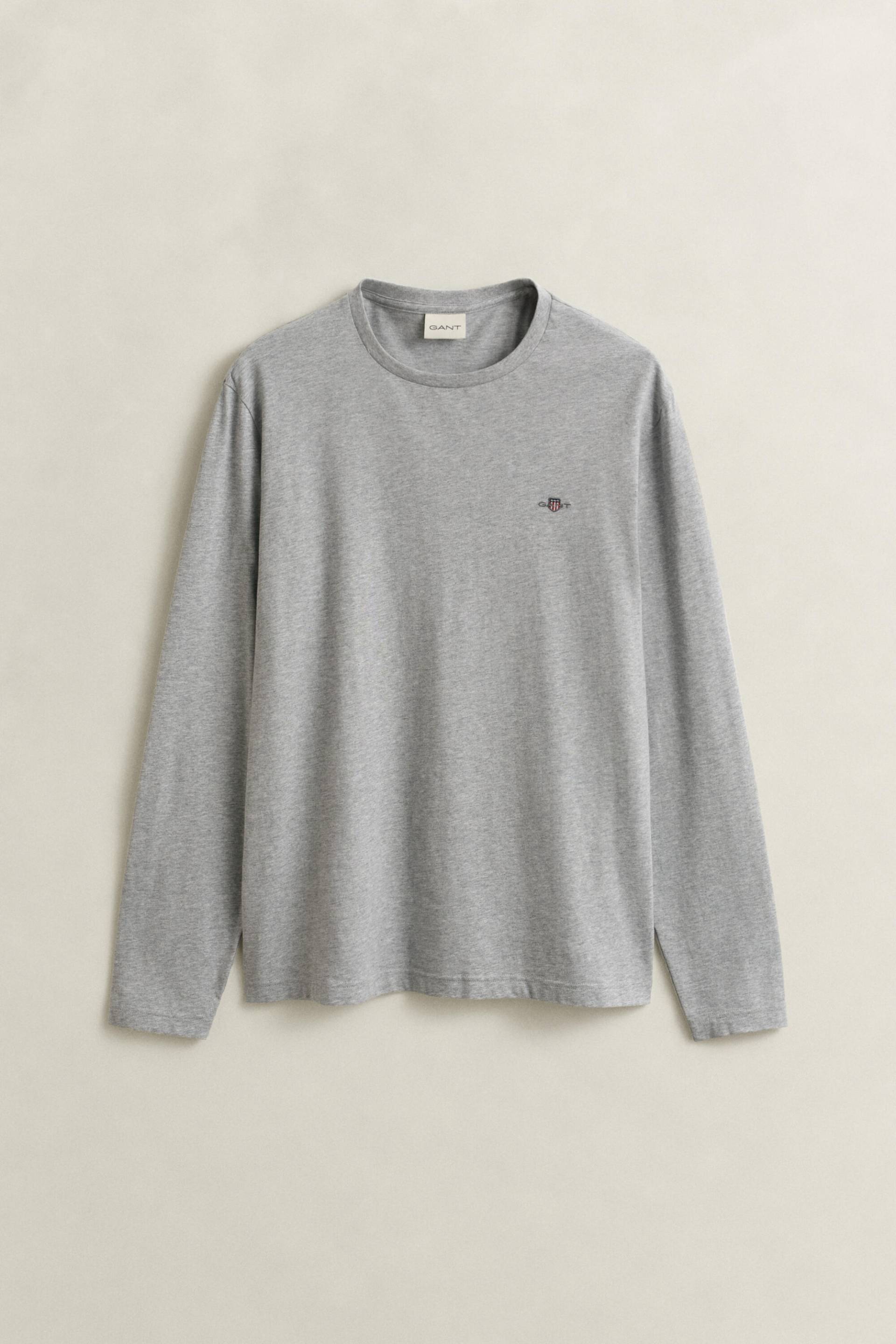 GANT - Shield Langarm-T-Shirt grey melange - Gr. - M von GANT