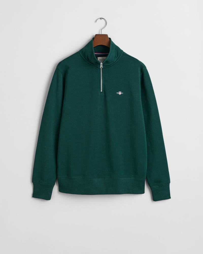 GANT - Shield Sweatshirt mit halblangem Reißverschluss tartan green - Gr. - L von GANT