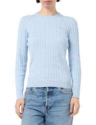 GANT Damen Stretch Cotton Cable C-Neck Pullover, Fresh Blue, M EU von GANT
