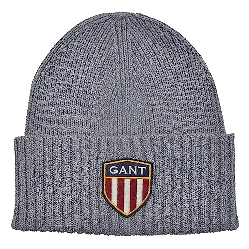GANT Strickmütze Banner Shield Beanie Wolle One Size Unisex (Grau) von GANT