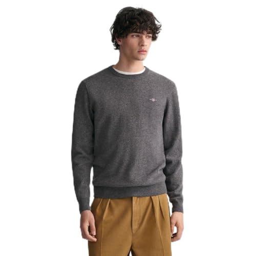 GANT Herren Superfine Lambswool C-Neck Pullover, Charcoal Melange, L EU von GANT