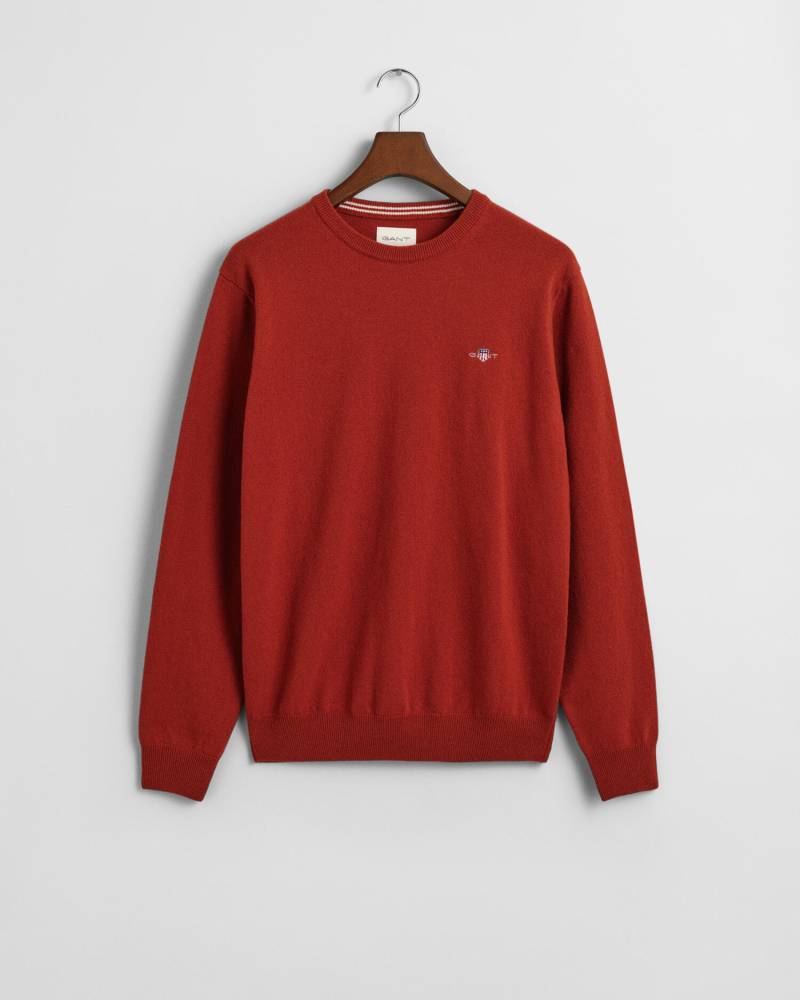 GANT - Superfine Lambswool Rundhalspullover iron red - Gr. - L von GANT