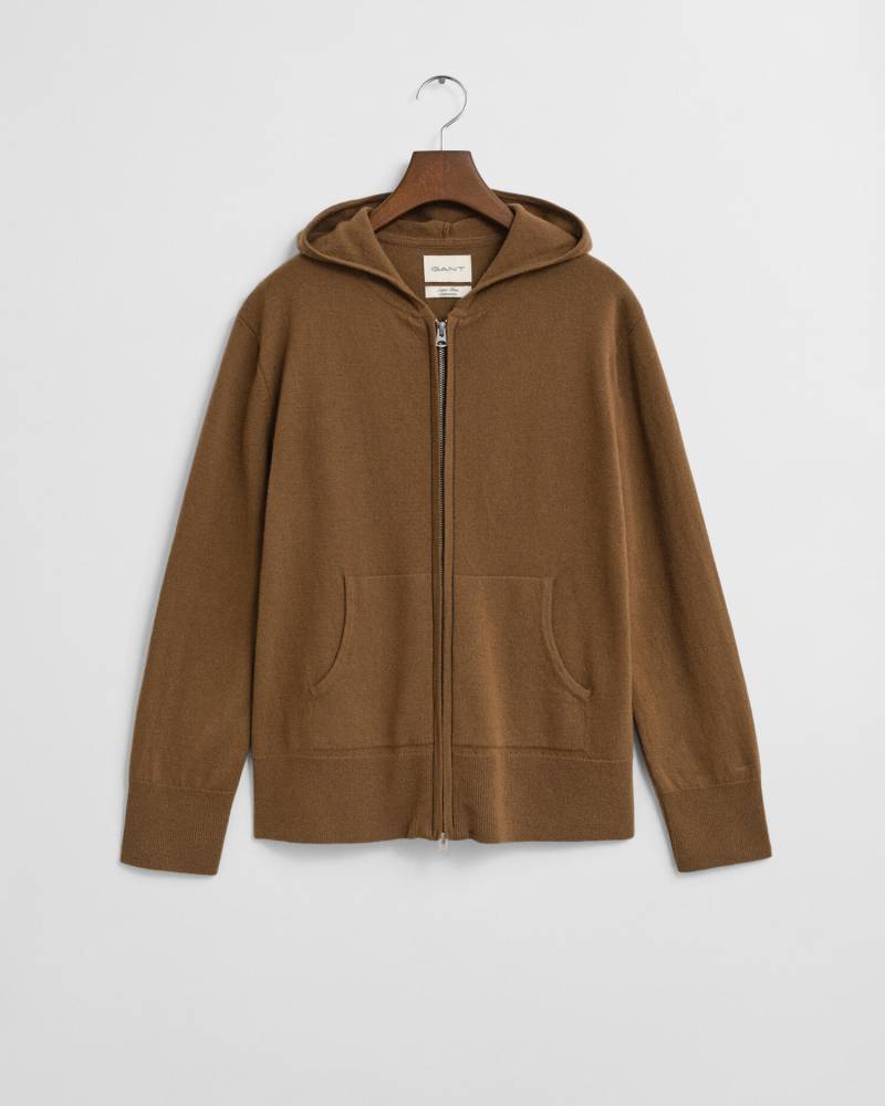 GANT - Superfine Lambswool Sweatjacke warm khaki - Gr. - M von GANT
