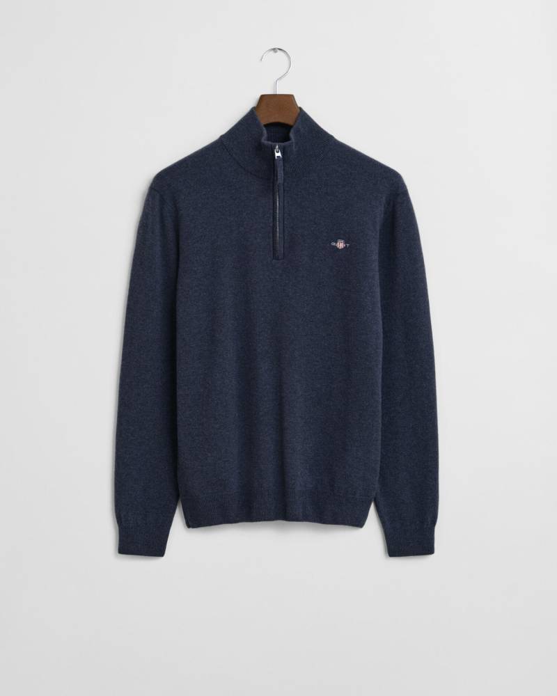 GANT - Superfine Lambswool Troyer dark navy melange - Gr. - XL von GANT