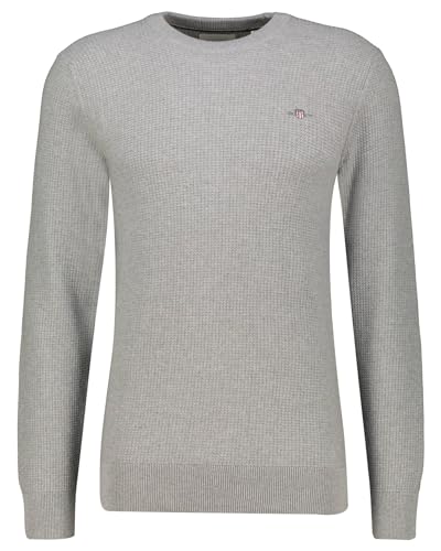 GANT Sweater Micro Texture Regular Fit Light Gray XL von GANT