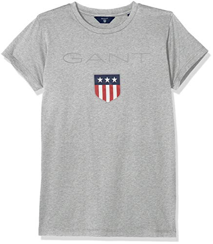 GANT Teen Boys Shield T-Shirt - Light Grey Melange - 134/140 von GANT