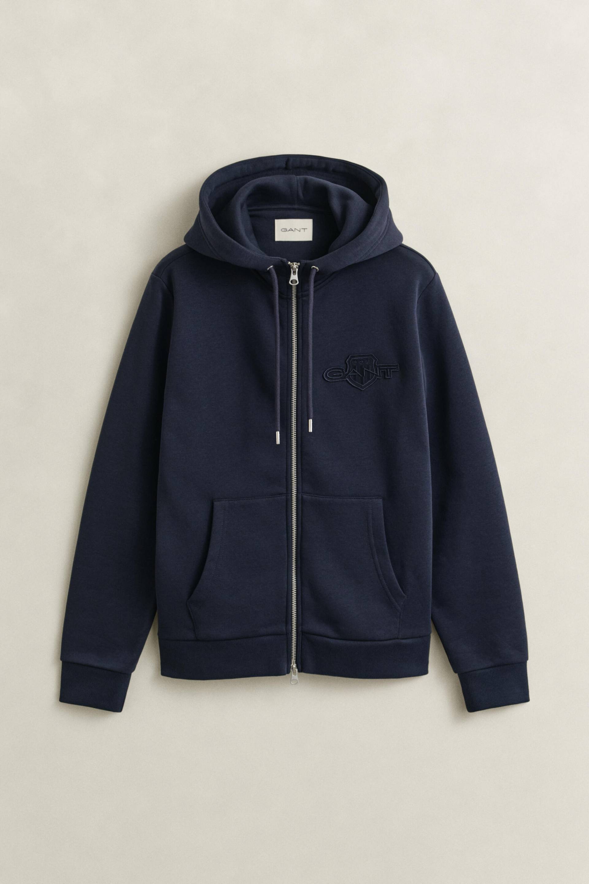 GANT - Tonal Shield Sweatjacke evening blue - Gr. - XL von GANT