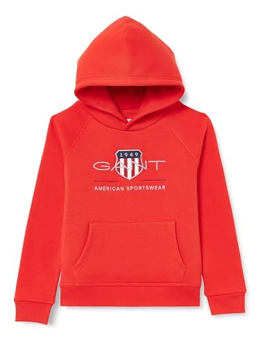 GANT Unisex Kinder Archive Shield Raglan Hoodie Kapuzenpullover, Bright Red, 122-128 EU von GANT
