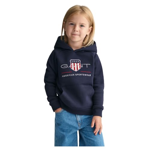 GANT Unisex Kinder Archive Shield Raglan Hoodie Kapuzenpullover, Evening Blue, 98-104 EU von GANT