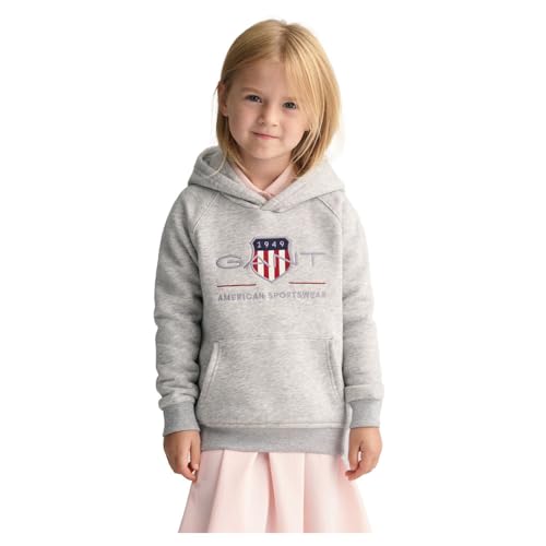 GANT Unisex Kinder Archive Shield Raglan Hoodie Kapuzenpullover, Light Grey Melange, 98-104 EU von GANT