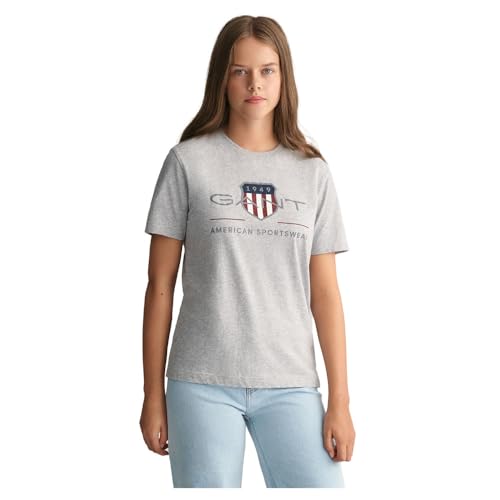 GANT Unisex Kinder Archive Shield T-Shirt, Light Grey Melange, 134-140 EU von GANT