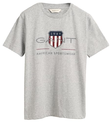 GANT Unisex Kinder Archive Shield T-Shirt, Light Grey Melange, 170 EU von GANT