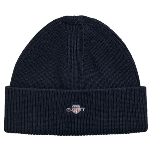 GANT Unisex Kinder Shield Cotton Beanie Mütze, Evening Blue, Standard GANT Unisex Kinder Shield Cotton Beanie Mütze, Evening Blue, Standard von GANT