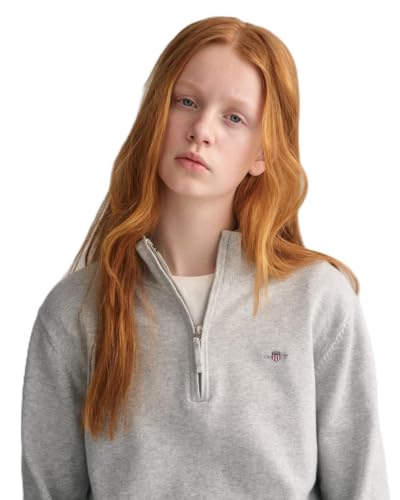 GANT Unisex Kinder Shield Cotton Half Zip Pullover, Light Grey Melange, 176 EU von GANT