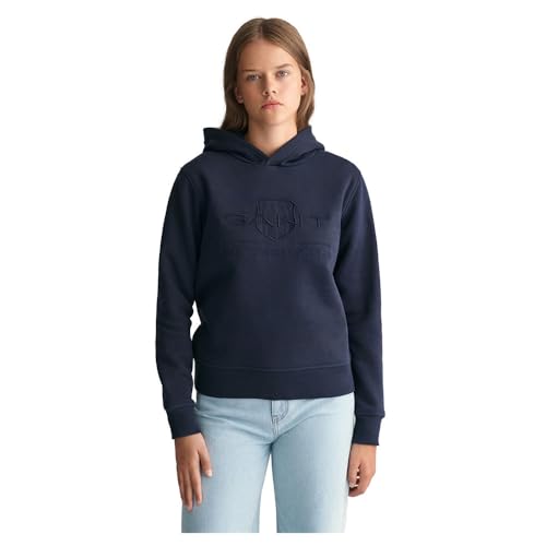 GANT Unisex Kinder Tonal Hoodie Kapuzenpullover, Evening Blue, 146-152 EU von GANT