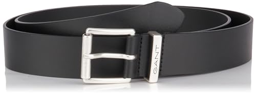 GANT Unisex Logo Leather Belt Gürtel, Black, 95cm von GANT