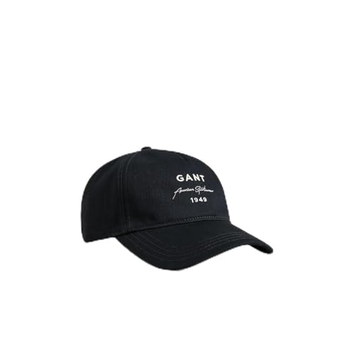 GANT Unisex Logo Script Cotton Twill Cap Baseballkappe, Black, One Size von GANT