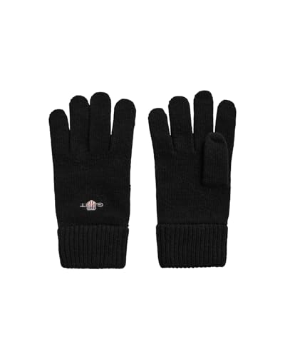 GANT Unisex Shield Wool Gloves Handschuhe, Black, Standard von GANT