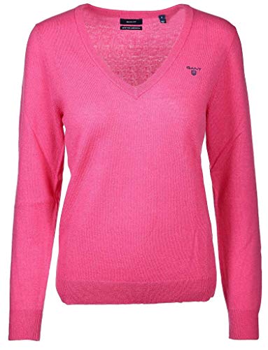 GANT V-Neck Pullover aus Extra Fine Lambswool - Rosa - M von GANT