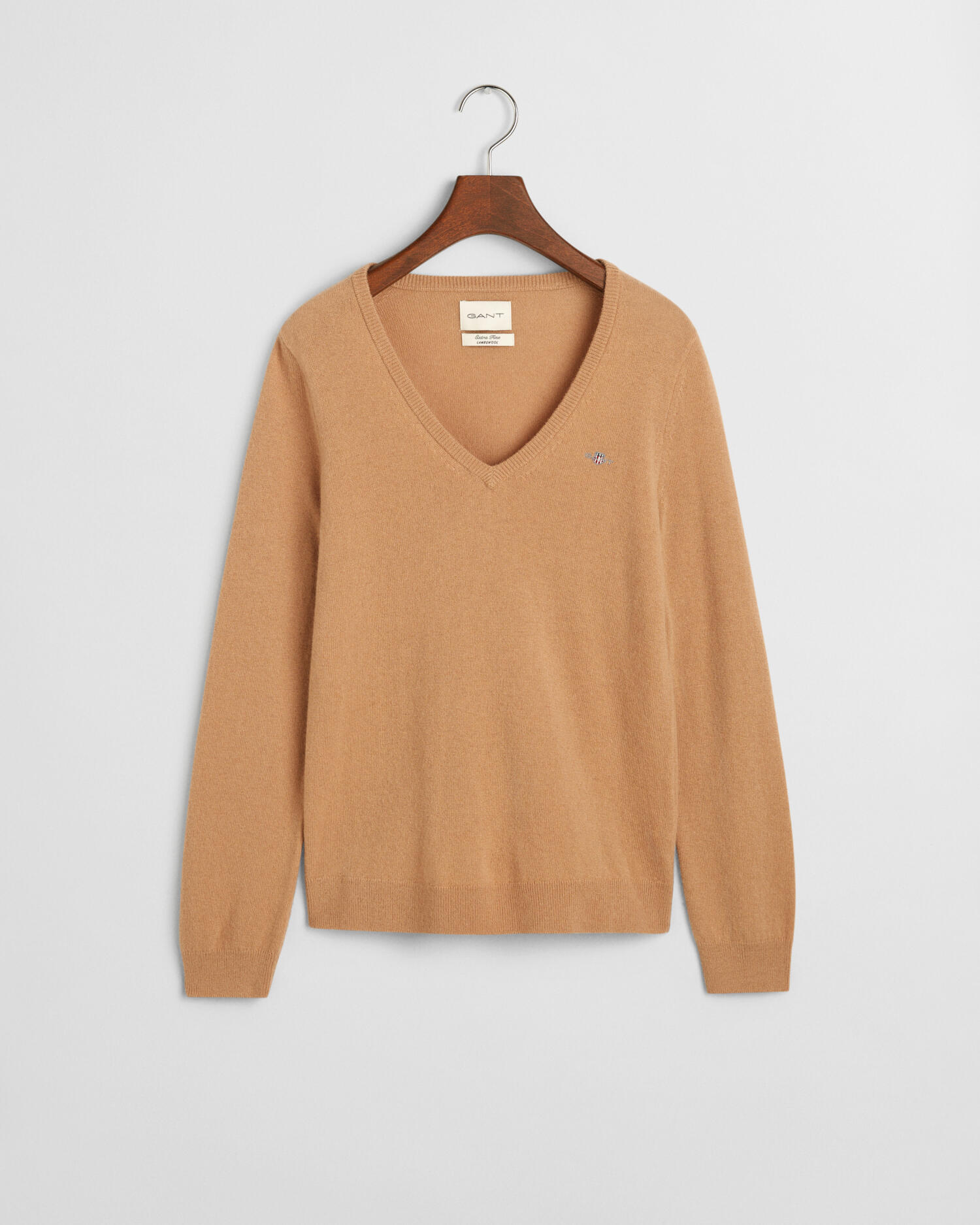 GANT - V-Neck Pullover aus Extra Fine Lambswool caramel beige - Gr. - XXL von GANT