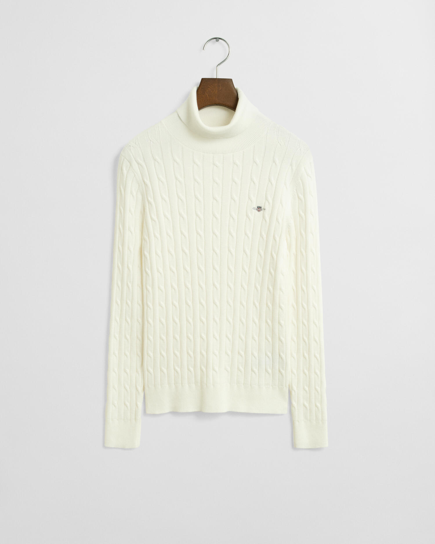 GANT - Zopfstrick Rollkragenpullover aus Stretch-Baumwolle eggshell - Gr. - M von GANT