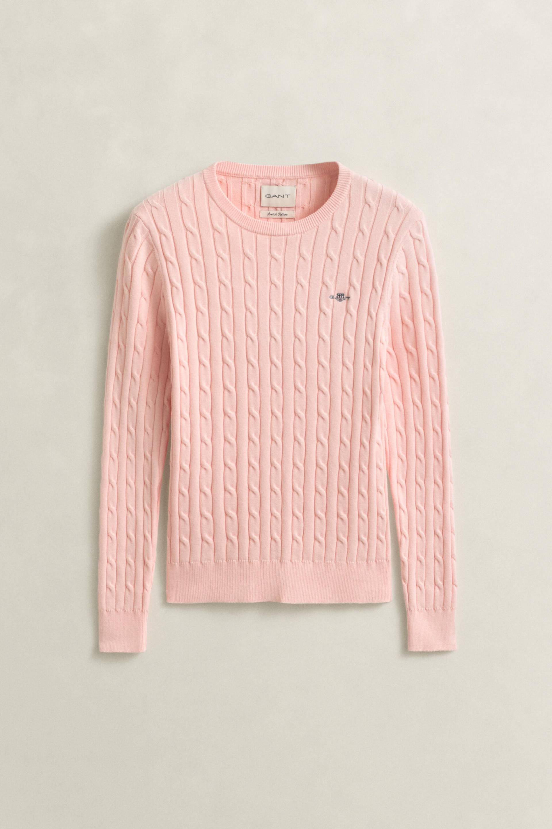 GANT - Zopfstrick Rundhalspullover apricot pink - Gr. - L von GANT