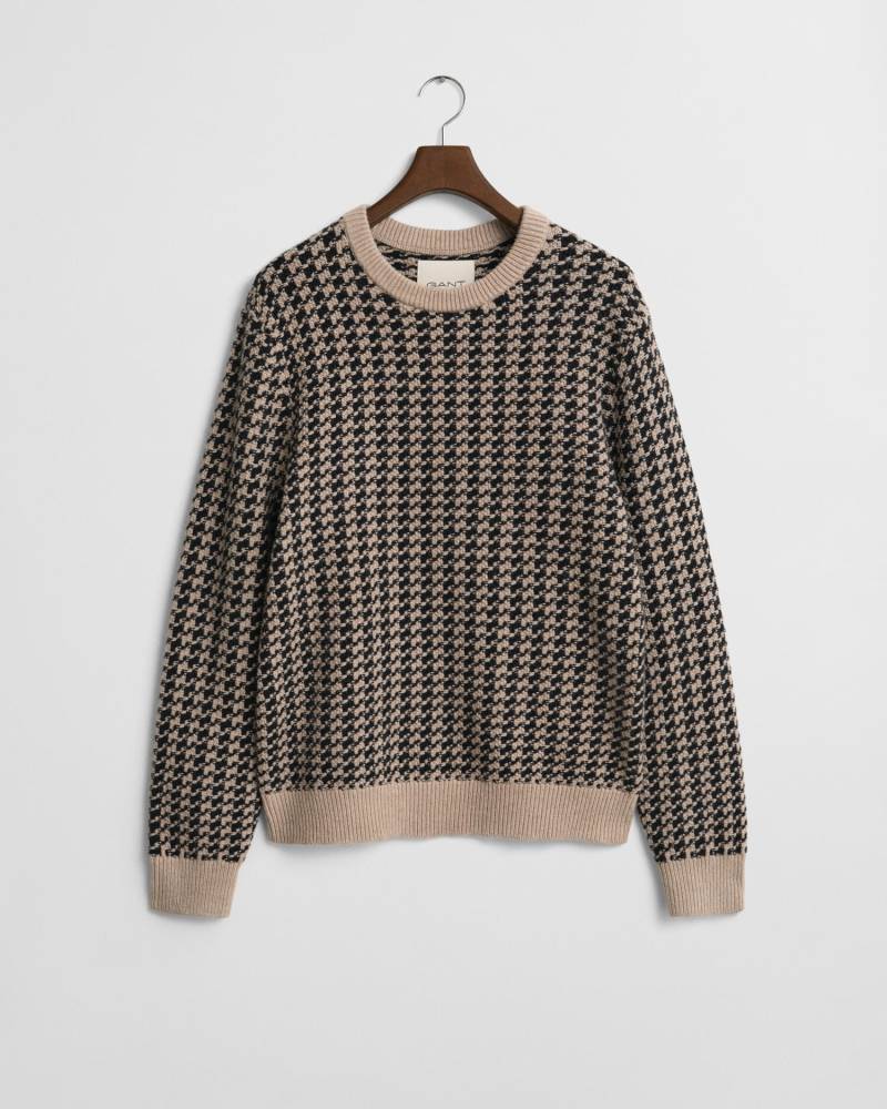 GANT - Zweifarbiger Rundhalspullover mit Struktur dark charcoal melange - Gr. - L von GANT