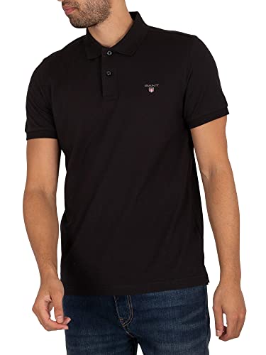 GANT Regular Poloshirt Halbarm geknöpfter Kragen Pique schwarz Größe S von GANT