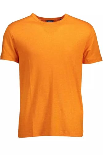 Gant Elegantes Herren-T-Shirt aus Leinen, kurzärmelig, Orange, Orange/Abendrot im Zickzackmuster (Sunset Chevron), XL von GANT