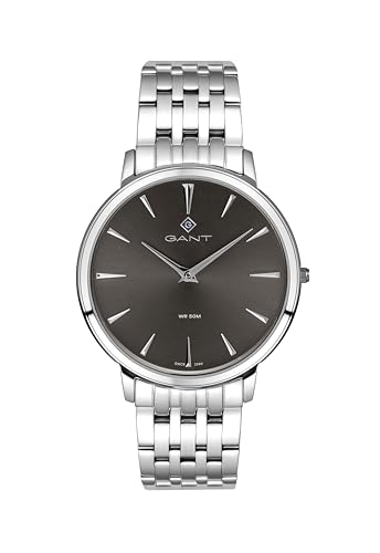 Gant Herren-Armbanduhr Naples-IPB 2-hand (ultra slim) 42 mm GehäusedurchmesserSilber Silber Gehäuse graues Zifferblatt Metallarmband, grey melé von GANT