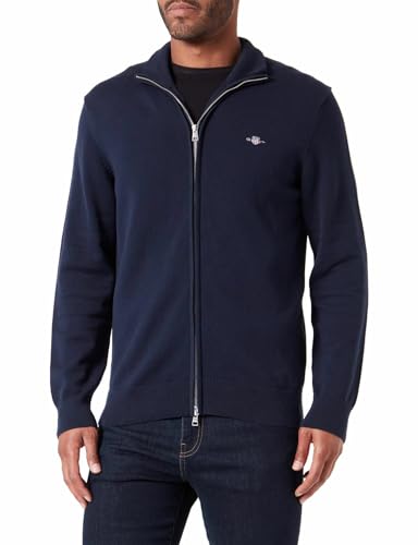 Gant Herren Casual Cotton Zip Cardigan BAUMWOLLSTRICKJACKE MIT REIßVERSCHLUSS, Evening Blue, M Gant Herren Casual Cotton Zip Cardigan BAUMWOLLSTRICKJACKE MIT REIßVERSCHLUSS, Evening Blue, M von GANT