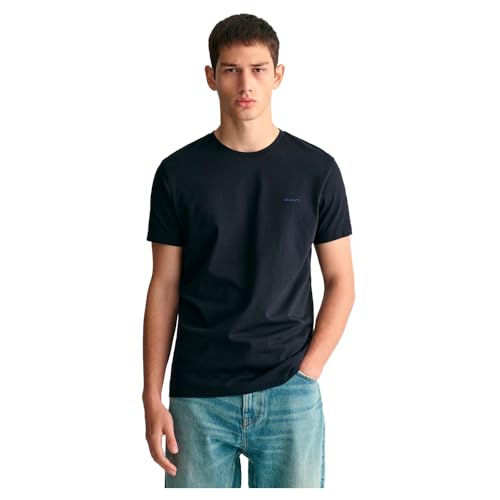 Gant Herren Contrast Logo SS T-Shirt, Black, Large von GANT