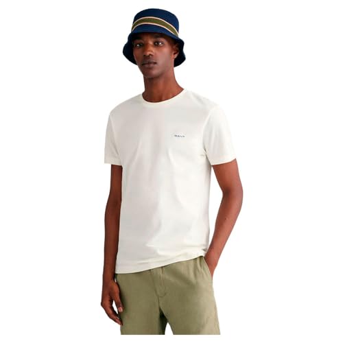 Gant Herren Contrast Logo SS T-Shirt, Eggshell, 58 von GANT