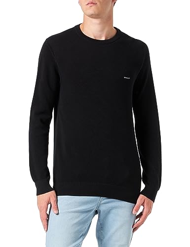 Gant Herren Cotton Pique C-Neck Pullover, Schwarz, 3XL von GANT