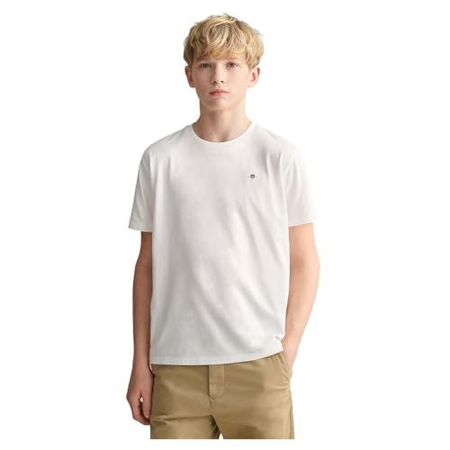 Gant Herren REG Archive Shield EMB SS T-Shirt, White, Standard von GANT