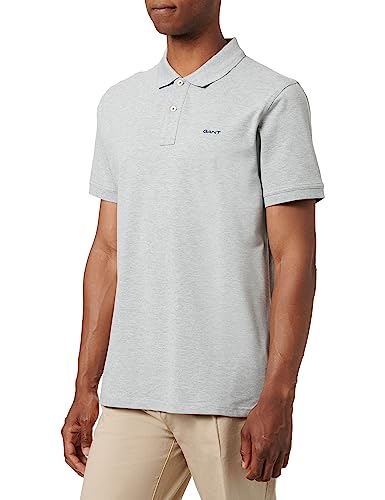 Gant Herren REG Contrast Pique SS Rugger Polohemd, Grey Melange, Standard von GANT