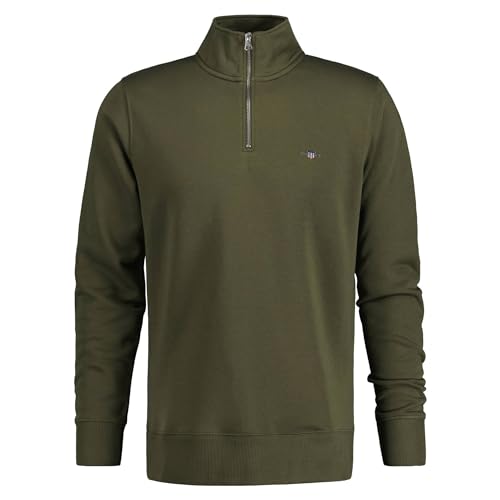 Gant Herren REG Shield Half Zip Sweat Logo Langarmpullover MIT KURZEM REIßVERSCHLUSS, Racing Green, S von GANT