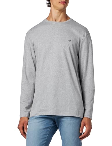 Gant Herren REG Shield LS T-Shirt Logo Langarmshirt, Grey Melange, L von GANT
