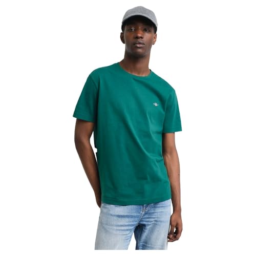 Gant Herren REG Shield SS T-Shirt, DEEP Forest Green, XXL von GANT