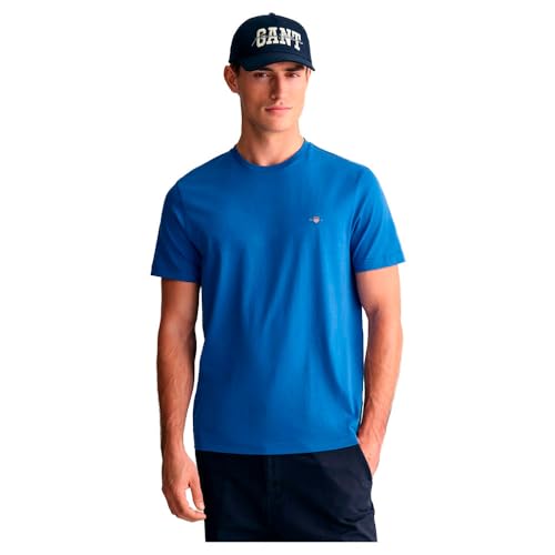 Gant Herren REG Shield SS T-Shirt, Rich Blue, L von GANT