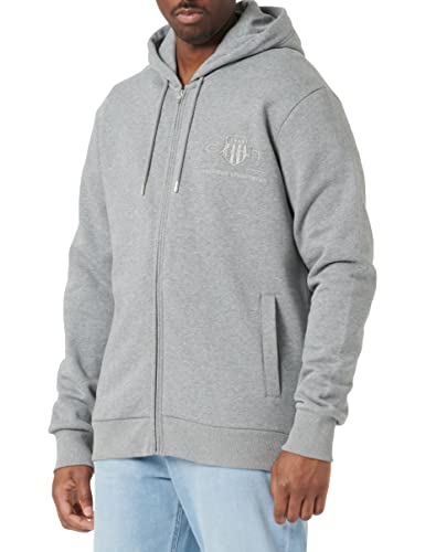 Gant Herren REG Tonal Shield Full Zip Hoodie Kapuzenpullover, Grey Melange, L von GANT