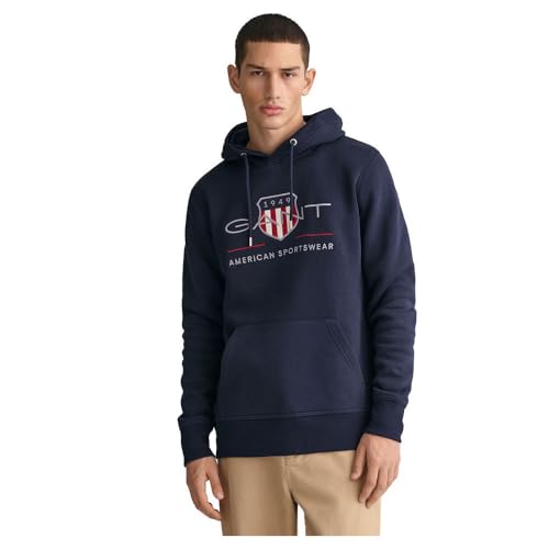 Gant Herren Reg Archive Shield Hoodie Kapuzenpullover, Evening Blue, 4XL EU von GANT