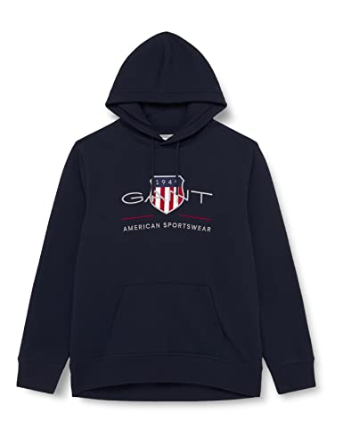 Gant Herren Reg Archive Shield Hoodie Kapuzenpullover, Evening Blue, 5XL EU von GANT