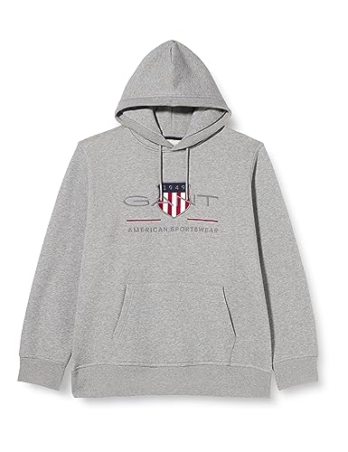 Gant Herren Reg Archive Shield Hoodie Kapuzenpullover, Grey Melange, 4XL EU von GANT